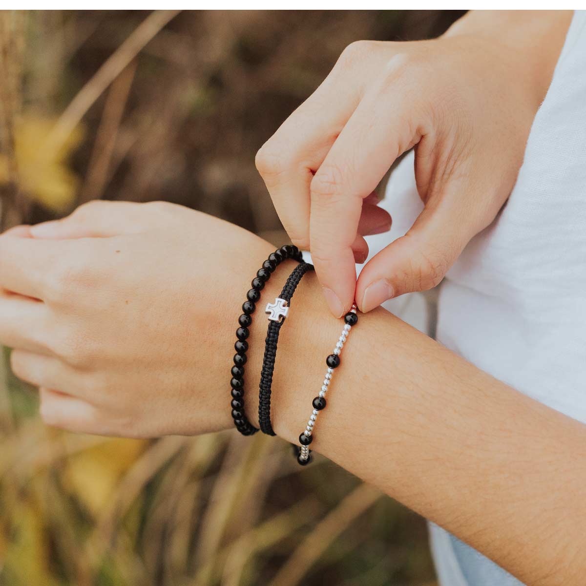 Be Still Prayer Bracelet - Black Agate