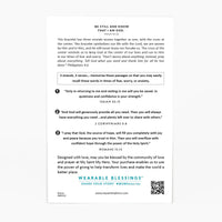 Be Still product card back with three Bible verses