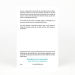 the back of the Beloved Morse Code Bracelet card with spiritual message