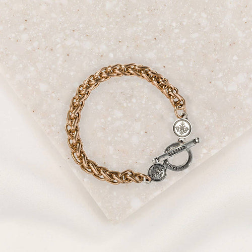 Blessed Link Gold Tone and Silver Tone Toggle Bracelet