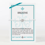 Silver Metallic and Silver Tone Benedictine Breathe Bracelet on Inspiration Card