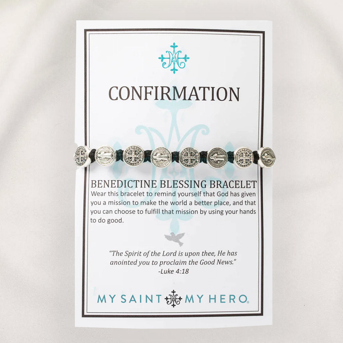 Confirmation Blessing Bracelet black/silver bracelet on Confirmation Blessing Card