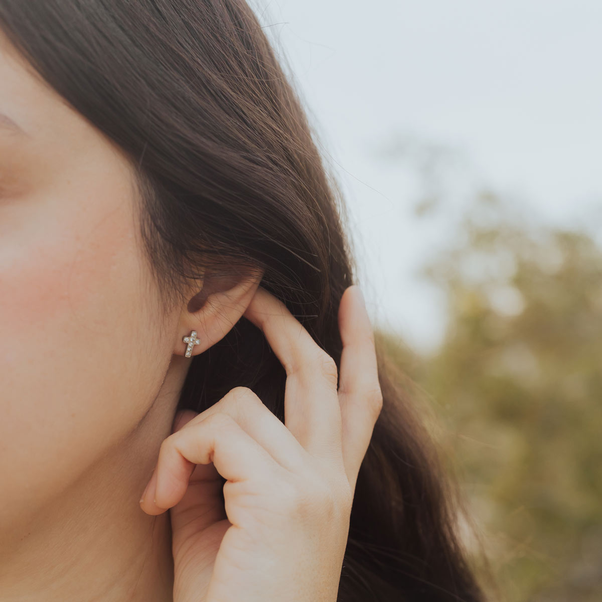 Faith Petite Cross Cubic Zirconia Earrings