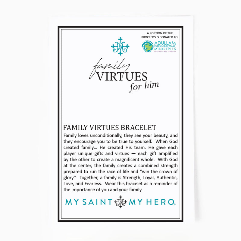 Family Virtues for Him Inspirational Card giving back to Adullam International Ministries