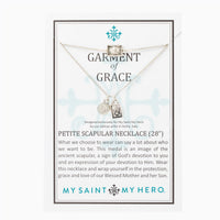 Garment of Grace Petite Scapular Necklace on Card
