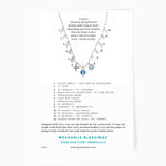 back of the Glory Saints and Heroes Necklace Product Card with medal placement and description key
