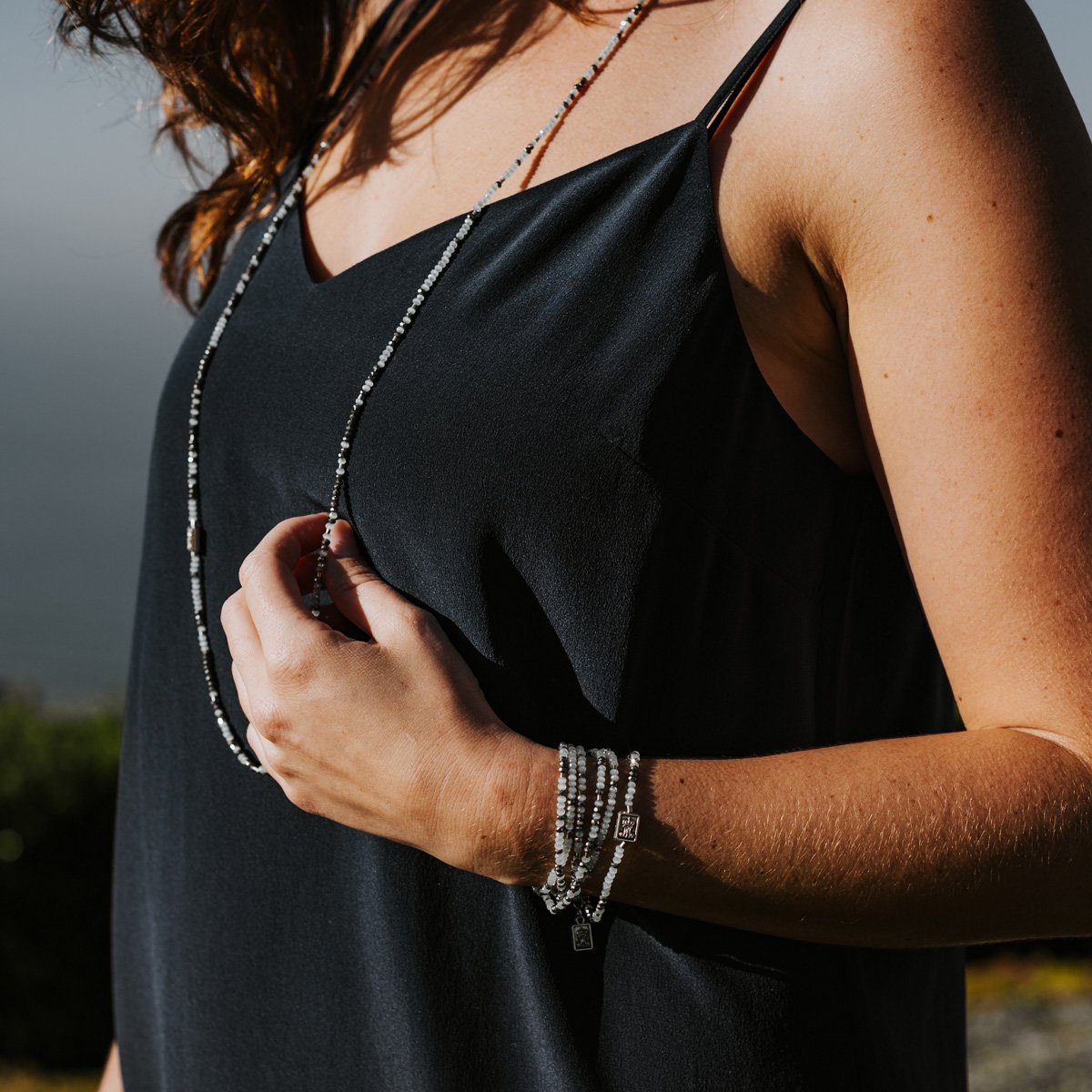 Hail Mary Morse Code Prayer Rope worn as necklace and wrap bracelet