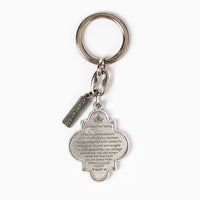 Blessed Mother Mary Silver Key Ring with Blessing for Drivers Prayer - Catholic Gift