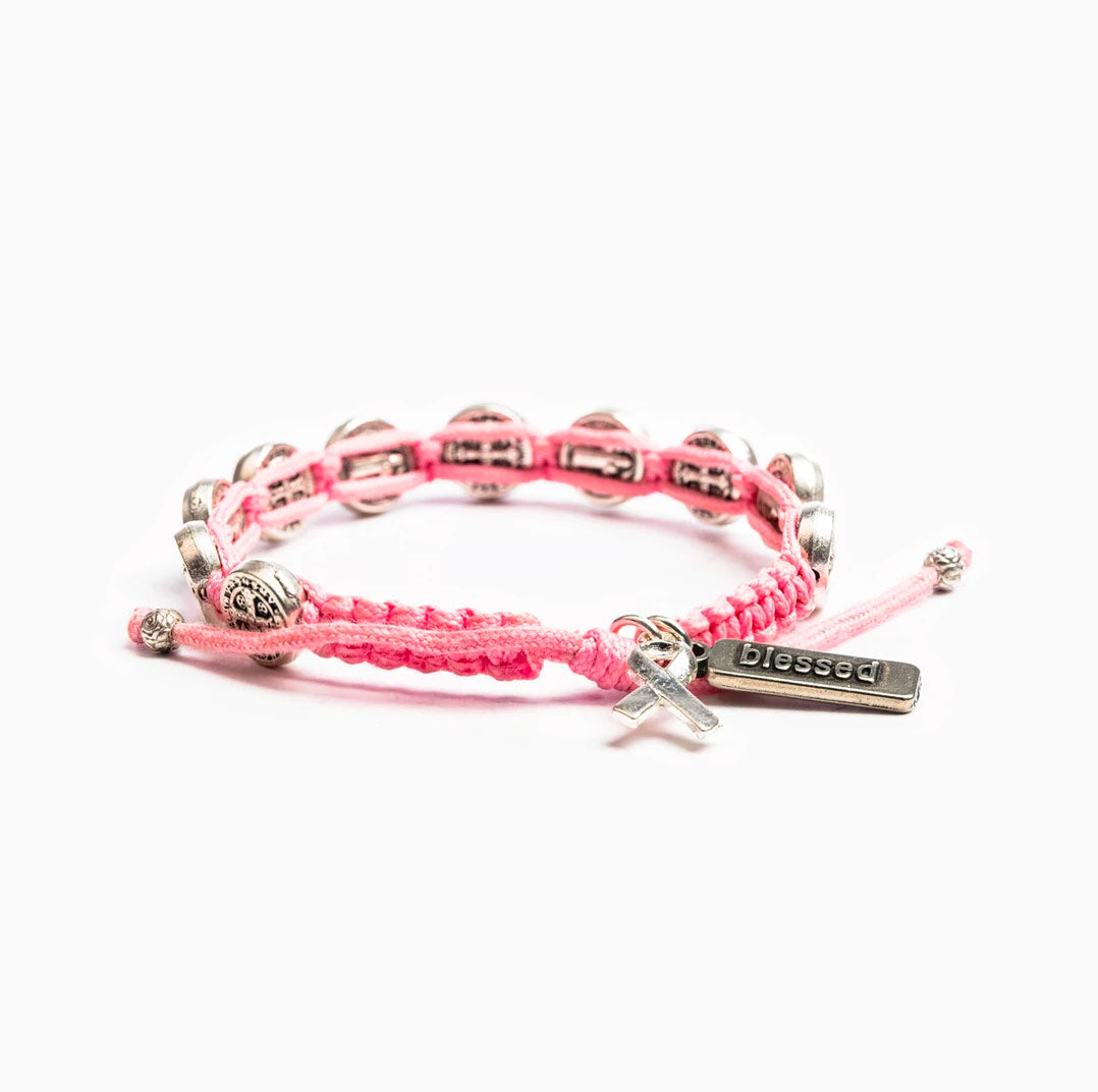Blessing for a Cure Benedictine Woven Blessing Bracelet giving back to breast cancer research