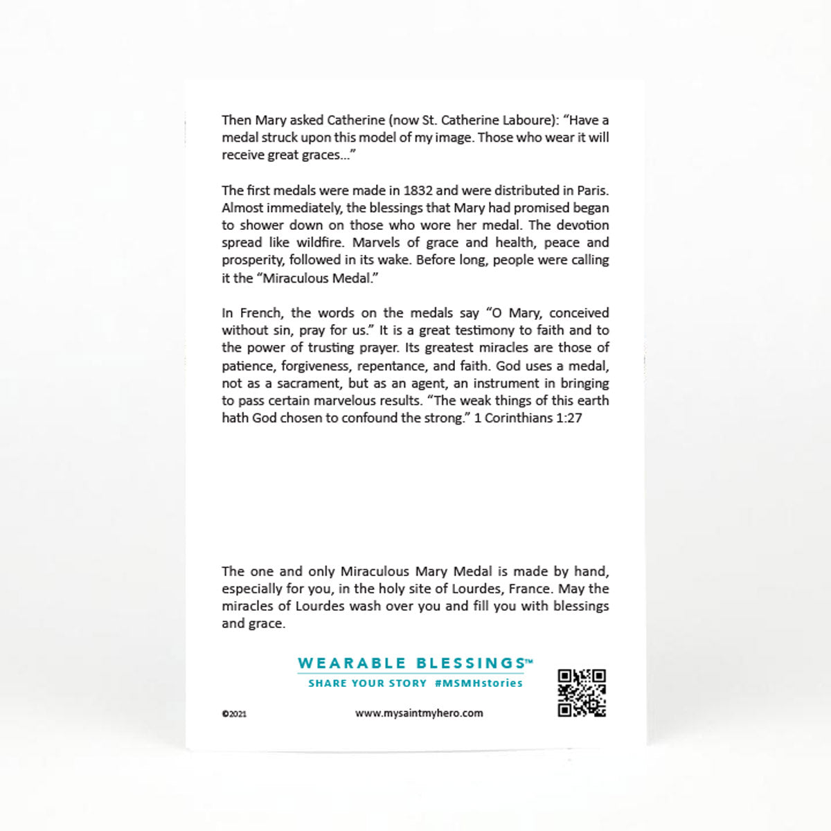 back of the Miraculous Mary Charm Bracelet product card