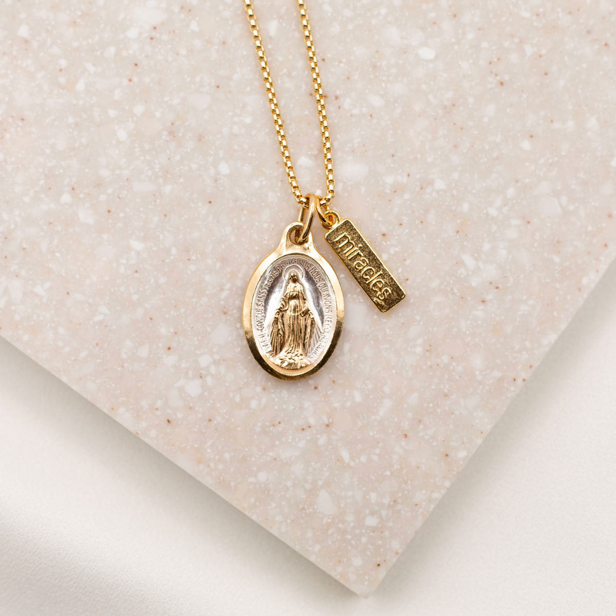 Gold Holy Virgin Mary Pendant Necklace