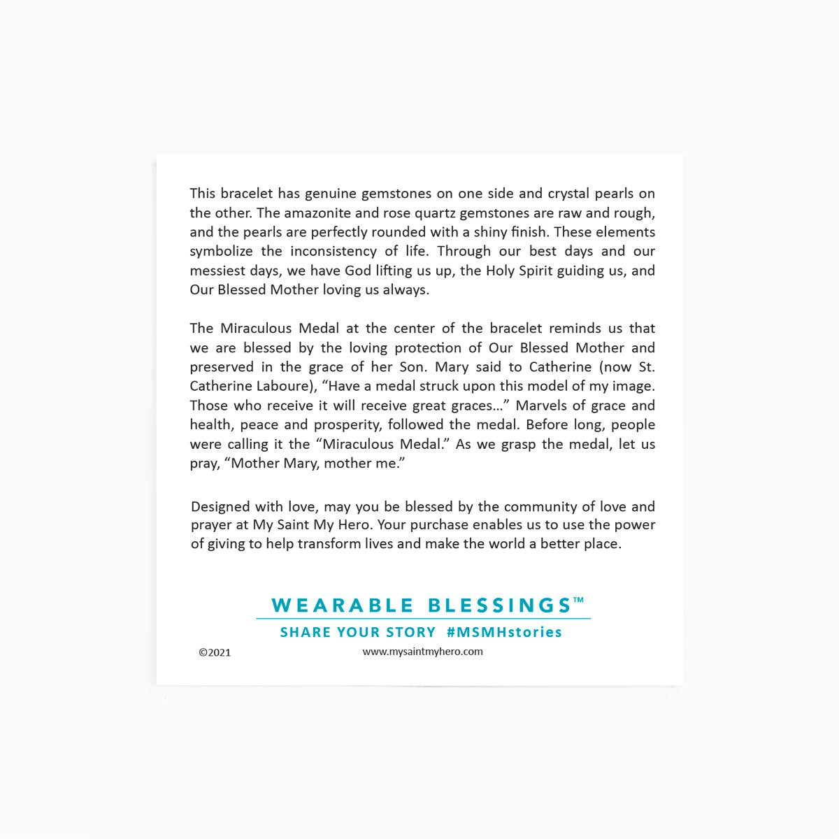 Mother Mary, Mother Me Bracelet Inspirational Product Card Back