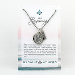 New Beginnings Archangel Michael Protection Saint Christopher Medal on inspirational gifting card
