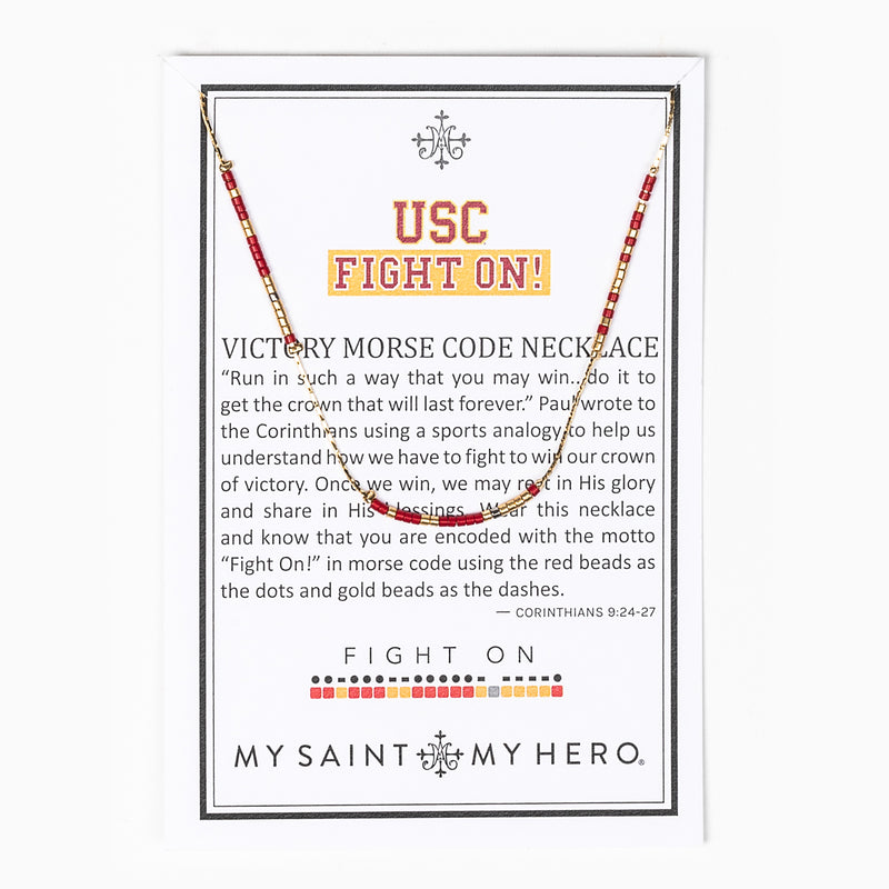 USC Fight On! Morse Code Necklace on Inspirational Card