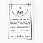 Peace Be with You Morse Code Necklace on Card