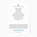 the back of the Archangel Michael product card with a Prayer of Protection