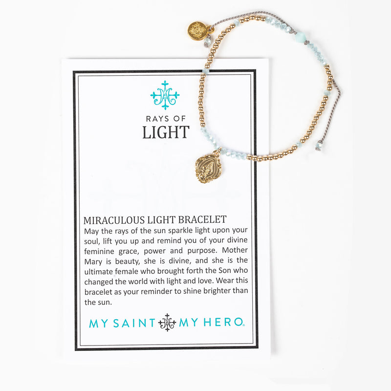 Rays of Light Miraculous Mary Bracelet - Gold Filled with an Inspirational Card
