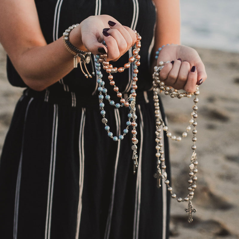 Vintage Pink Pearl Rosary — Holy Thrift