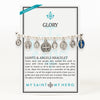 Glory Saints and Angels Medal and Beads Charm Bracelet on an inspirational card with saint messaging