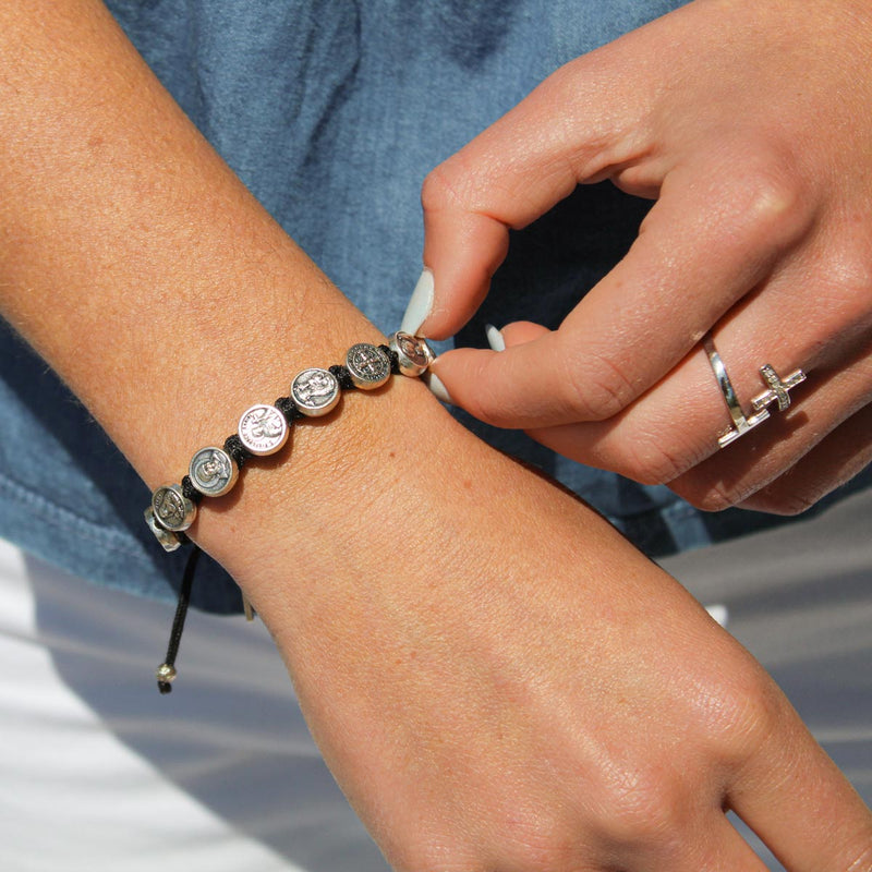 Imported from Greece All Saints Epoxy Icon on Metal Bead Stretchable  Bracelet - Helia Beer Co