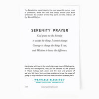 Back of the Serenity Blessing Bracelet Product Card with the Serenity Prayer