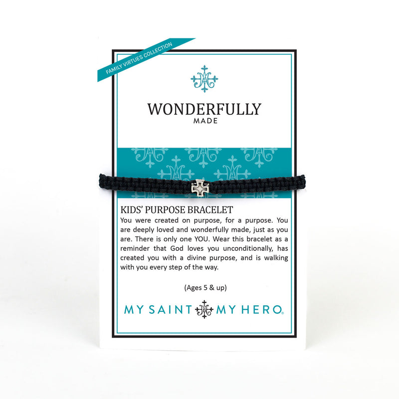 Family Virtues Wonderfully Made Kids' Purpose Bracelet on inspirational card