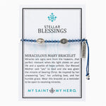 Stellar Blessings Miraculous Mary Crystal Blessing Bracelet comes on an inspirational card with the story of Saint Faustina and the Miraculous Medal
