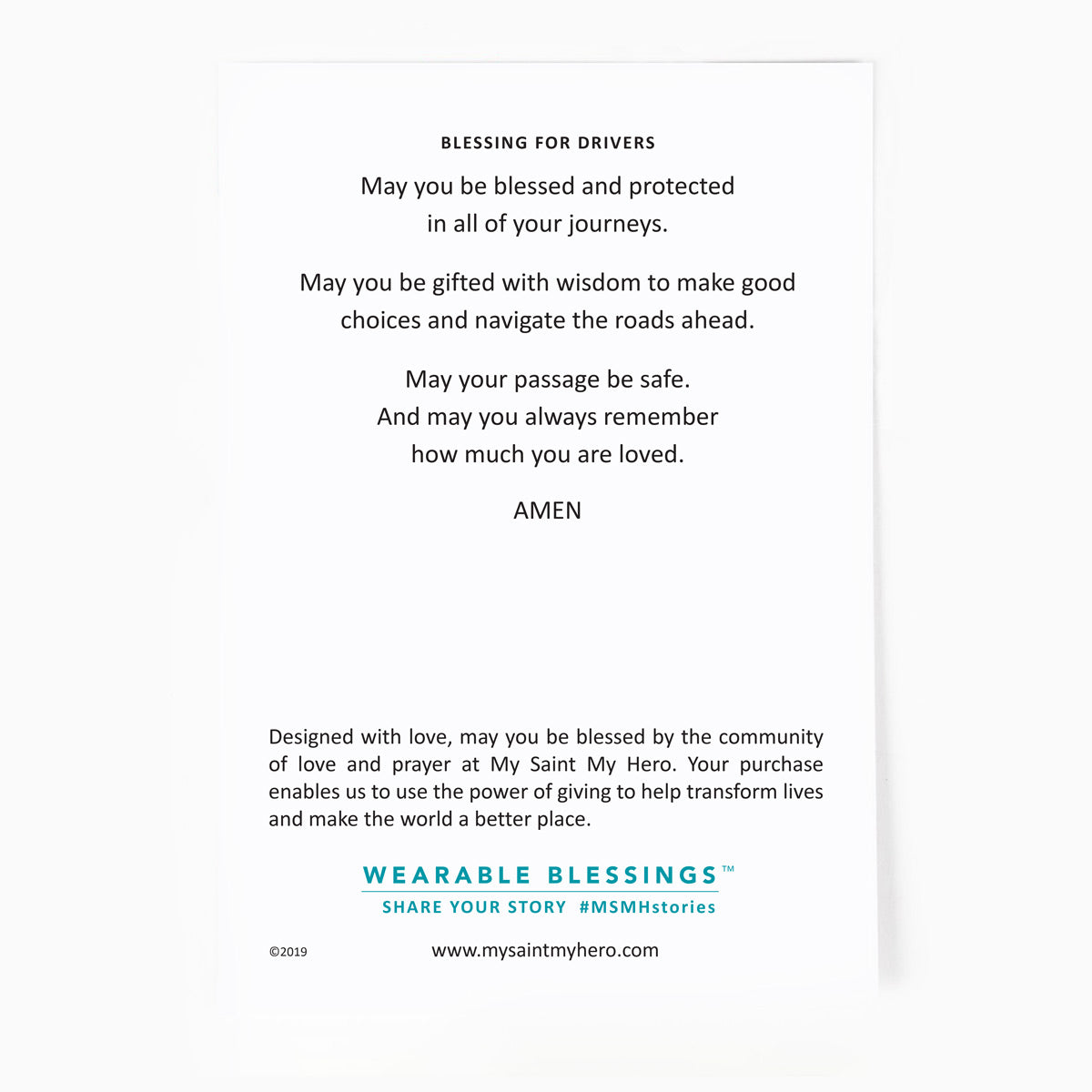 Blessed Mother Mary Key Ring Inspirational Card with Blessing for Drivers Prayer