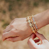 Wonder + Blessing + Kind Blessing Bracelets Stack and Save Lifestyle with gold tone medals