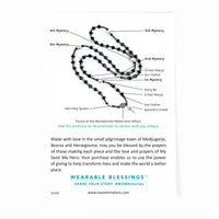 Rosary Wrap Bracelet product card back with instructions on how to pray the Rosary on the Rosary Wrap. 